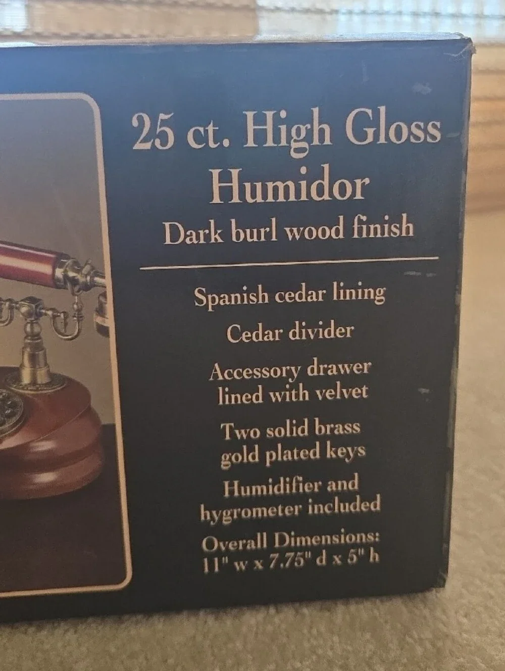 High Gloss Cedar-Lined 25 Count Humidor